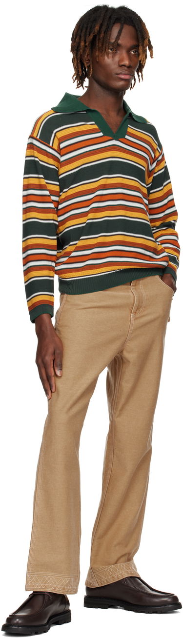 Пуловер Bode Bode Parakeet Stripe Long Sleeve Polo Многоцветен | MRS25KT022, 3
