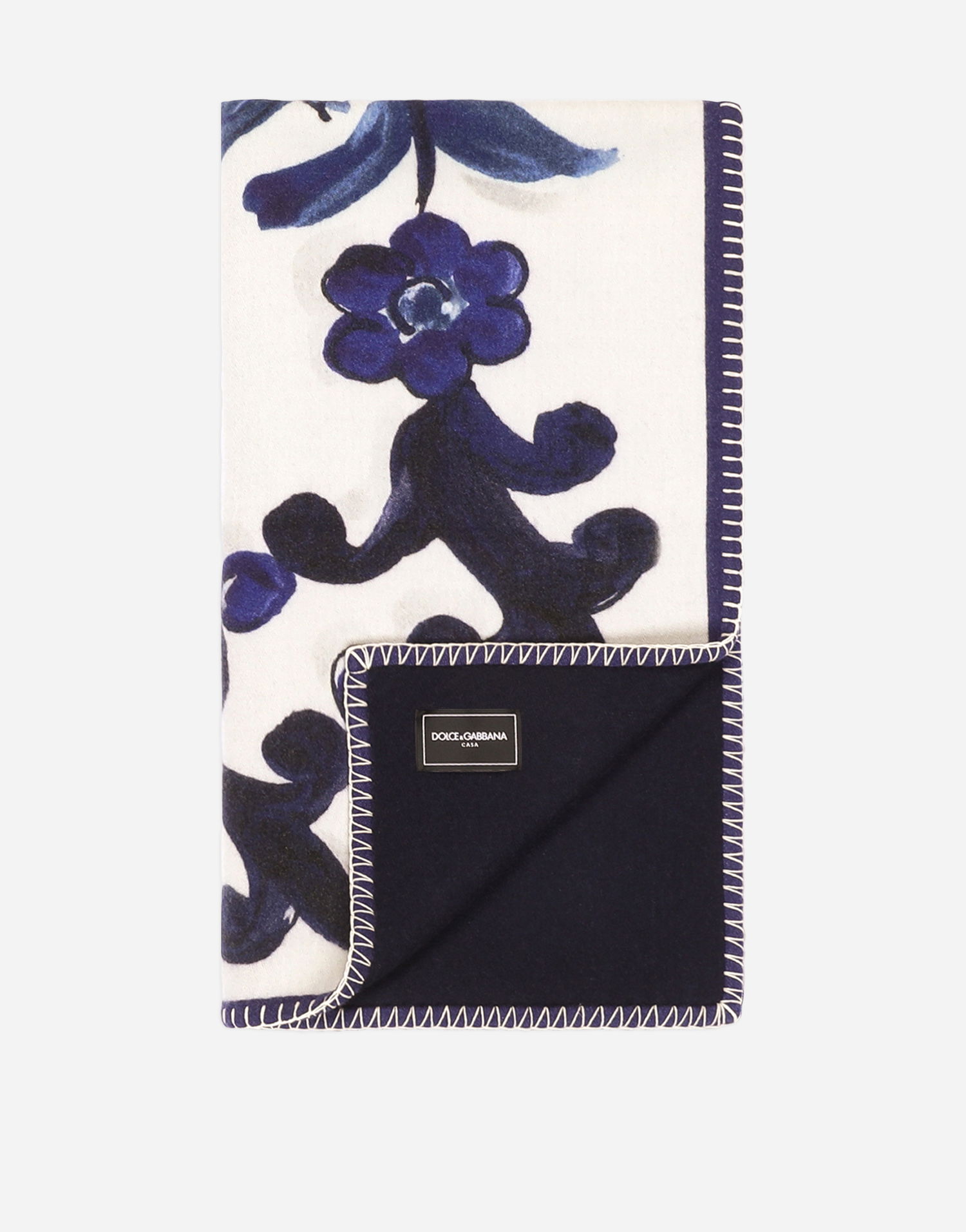 Домашен декор Dolce & Gabbana Baroque Floral Silk And Wool Blanket Синьо | TCE012TCAB6UB013, 1