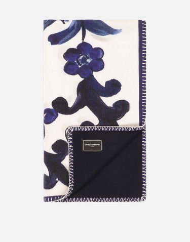 Домашен декор Dolce & Gabbana Baroque Floral Silk And Wool Blanket Синьо | TCE012TCAB6UB013, 1