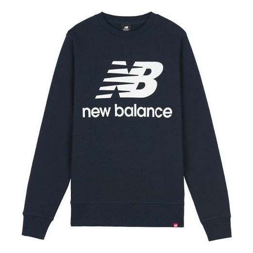 Суитчър New Balance Essentials Stacked Logo Crew Sweatshirt Тъмно синьо | AMT03560-ECL, 0