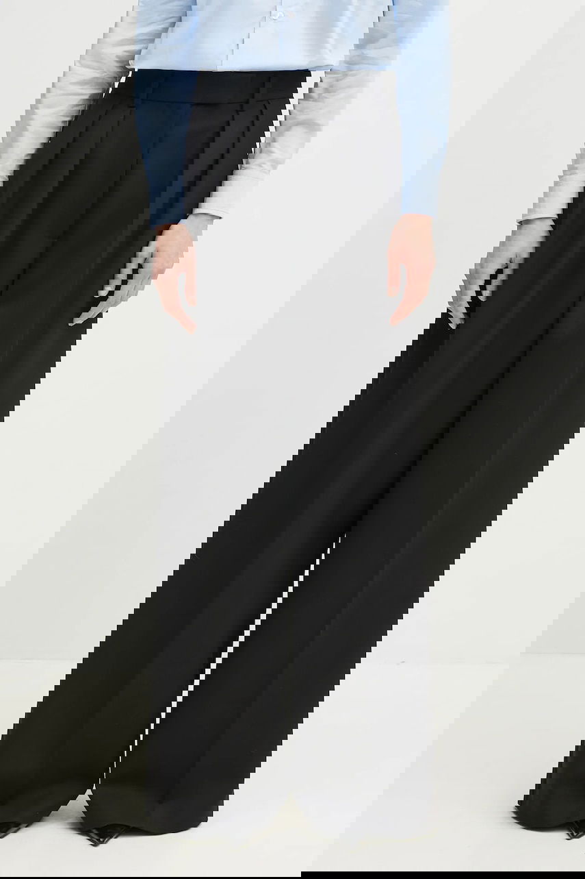 Панталони Anine Bing Lou Wide-Leg High Waist Pleated Trouser Черно | A.03.10389, 0