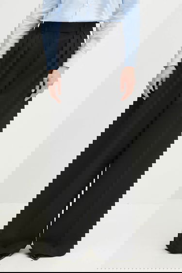 Панталони Anine Bing Lou Wide-Leg High Waist Pleated Trouser Черно | A.03.10389, 0