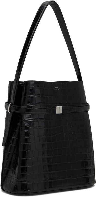 Дамска чанта TOTEME Totême Belted Croc-Embossed Leather Bucket Bag Черно | 244-WAL0048-LE0076, 1