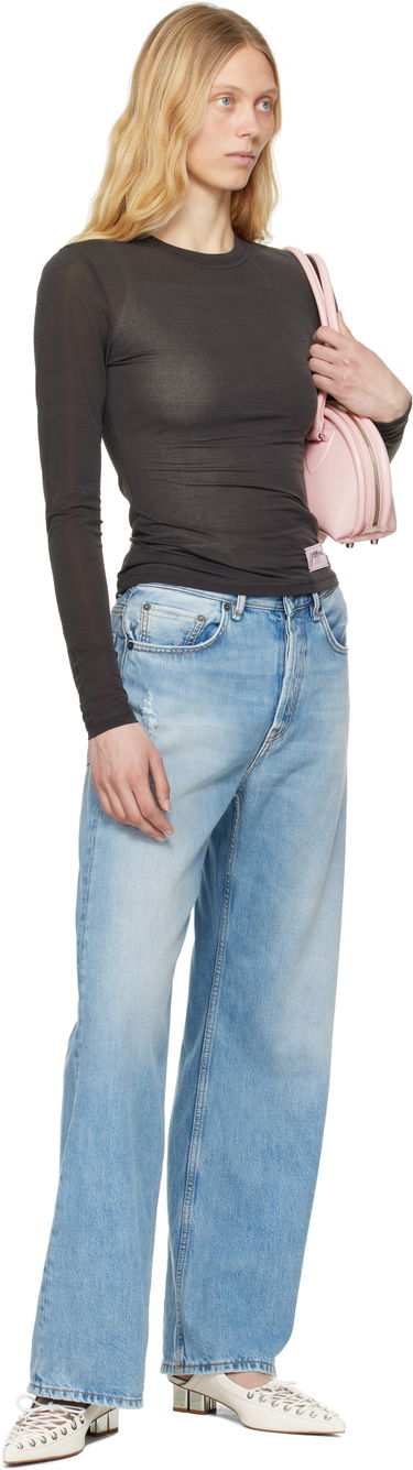 Тениска GANNI GANNI Sheer Mesh Jersey Long Sleeve T-shirt Сиво | T4242, 3