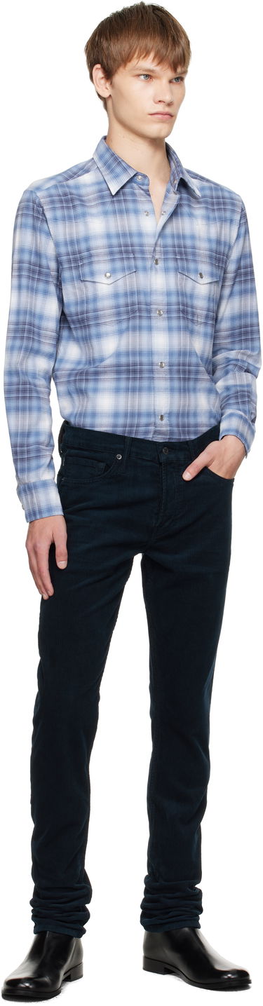 Панталони Tom Ford TOM FORD 12 Waves Corduroy Slim Fit Stretch Trousers Тъмно синьо | DPS001-DMC081, 3