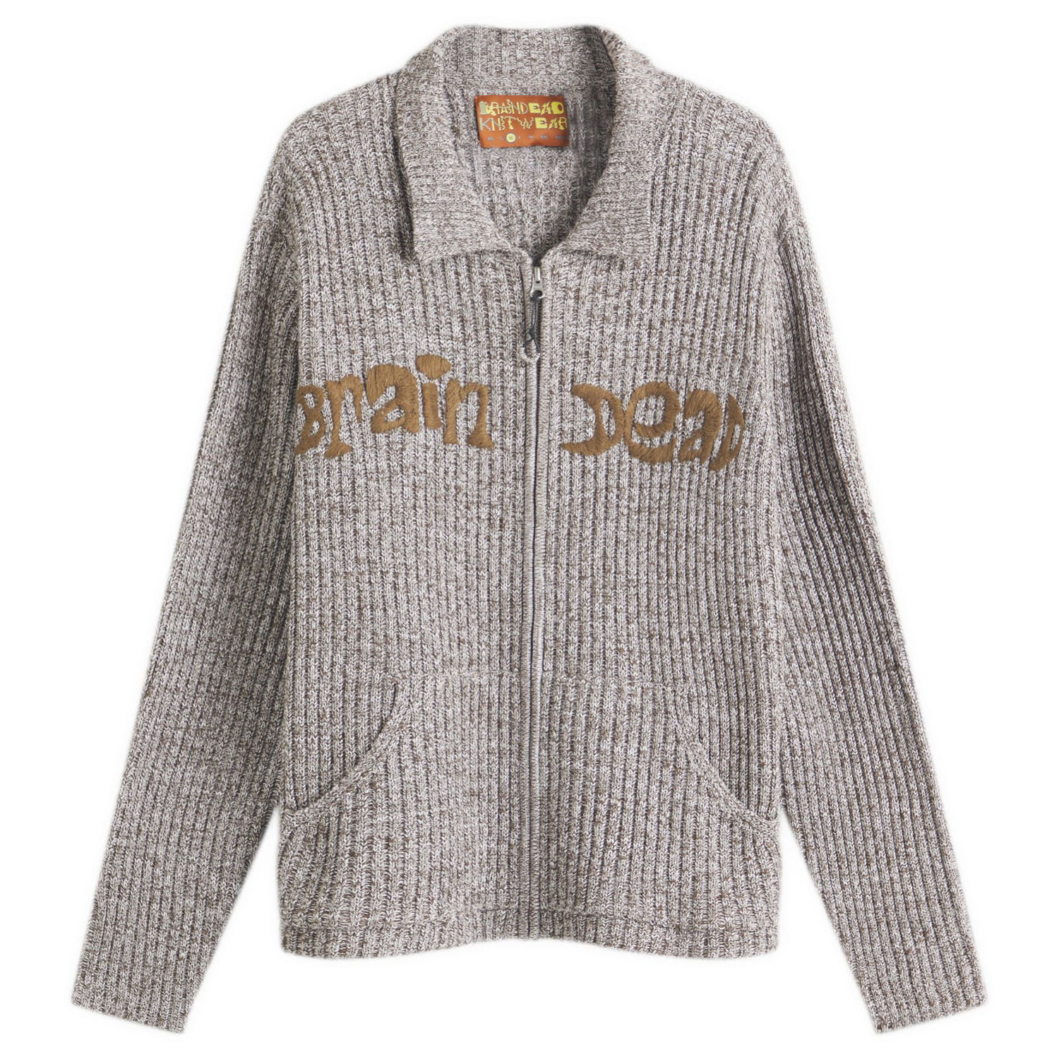 Пуловер Brain Dead Brain Dead Rib Knit Cardigan, Size Large Сиво | BDS25012O043-BRN, 0