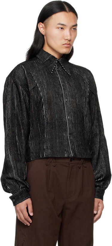 Риза KIKO KOSTADINOV Kiko Kostadinov Kraner Striped Cropped Shirt Черно | KKAW25SH01-53, 1