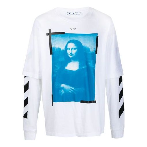 Тениска Off-White Off-White SS21 Mona Lisa Graphic Long Sleeve T-Shirt Бяло | OMAB022R21JER0010110, 0