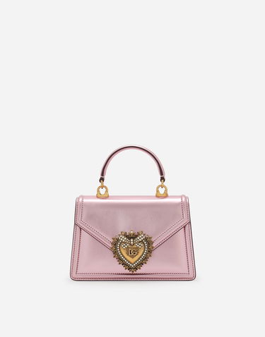 Чанта през рамо Dolce & Gabbana Dolce & Gabbana Metallic Embellished Heart Leather Shoulder and Crossbody Bag Розово | BB6711A10168B404, 0