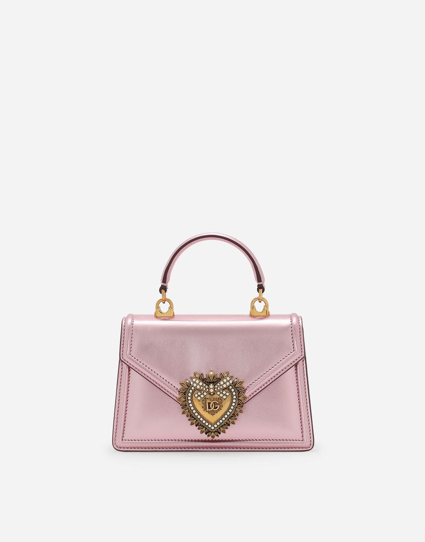 Чанта през рамо Dolce & Gabbana Dolce & Gabbana Metallic Embellished Heart Leather Shoulder and Crossbody Bag Розово | BB6711A10168B404