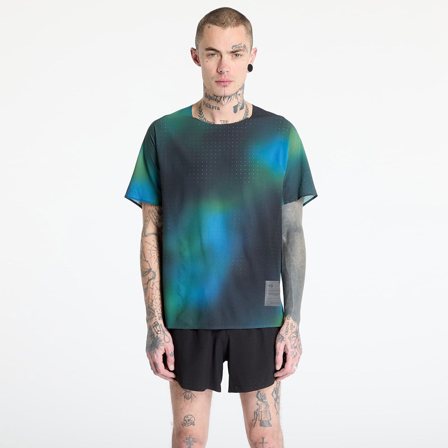 Тениска Y-3 Y-3 Allover Print Running Short Sleeve T-Shirt Синьо | JM3340, 0