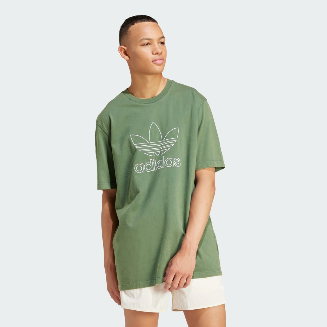 Тениска adidas Originals Adicolor Outline Trefoil Tee Зелено | IR7993, 1