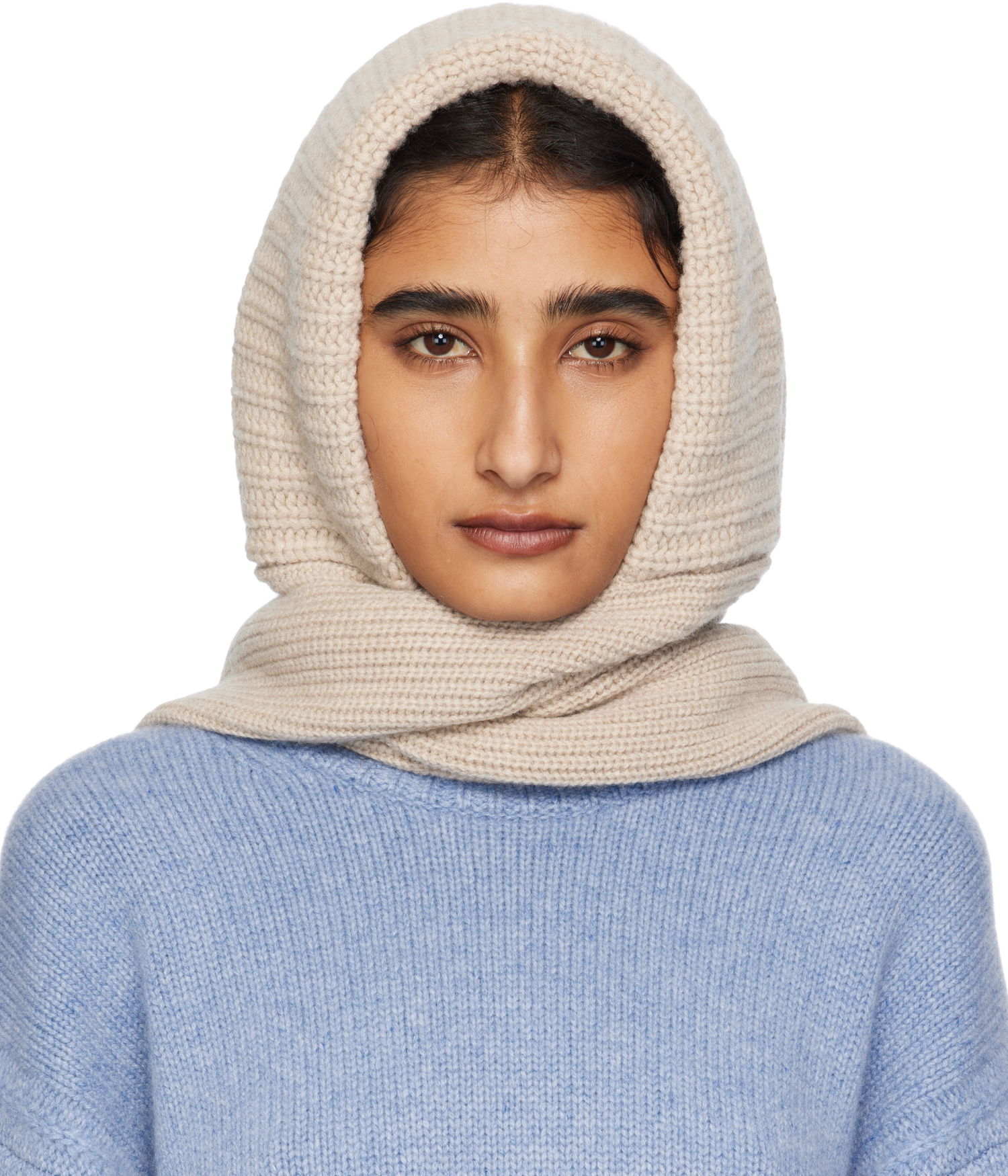 Шал Yves Salomon Yves Salomon Knit Hooded Scarf Бежово | 26W25WAA506XXMACL, 0