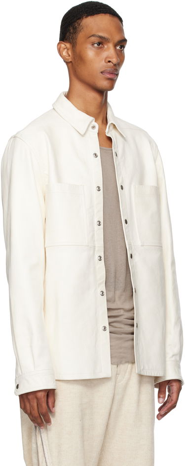 Яке Rick Owens Rick Owens Concordians Leather Overshirt Бяло | RU02E1744 LBH, 1