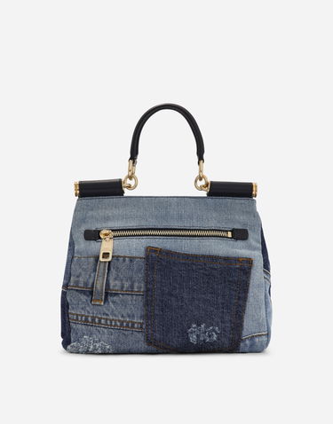 Чанта през рамо Dolce & Gabbana Dolce & Gabbana Sicily Small Patchwork Denim Shoulder Bag with Embroidered Jewels Синьо | BB7400AJ0778M800, 3