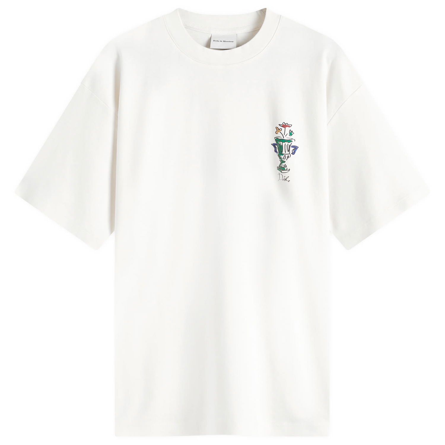 Тениска Drôle de Monsieur Vase Logo Cream T-Shirt - Size Large Бяло | F-TS225-CO002-CM, 0