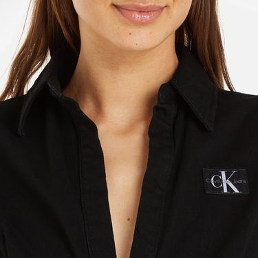 Дънки CALVIN KLEIN Jeans Short Sleeve Cotton-Blend Wrap Dress - S Черно | J20J2236661BY, 0
