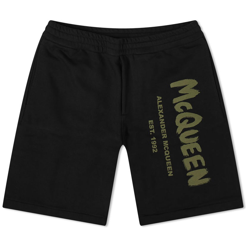 Къси панталони Alexander McQueen Graffiti Logo Sweat Shorts Черно | 688717QTAAB-0519