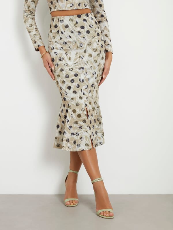 Пола GUESS Polka Dots Midi Skirt Бежово | W3PD1YK6HJ0, 0