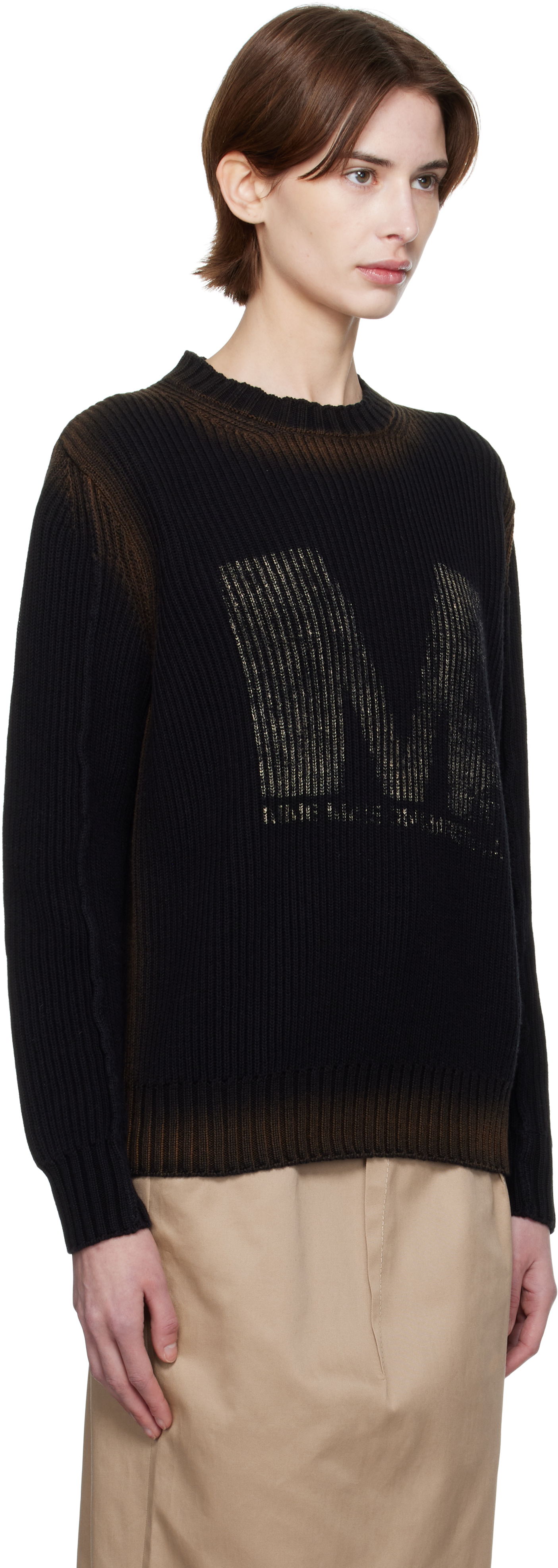 Пуловер Maison Margiela MM6 Maison Margiela Sunbleached Logo Crewneck Sweater Черно | S52HL0041 M13079, 1