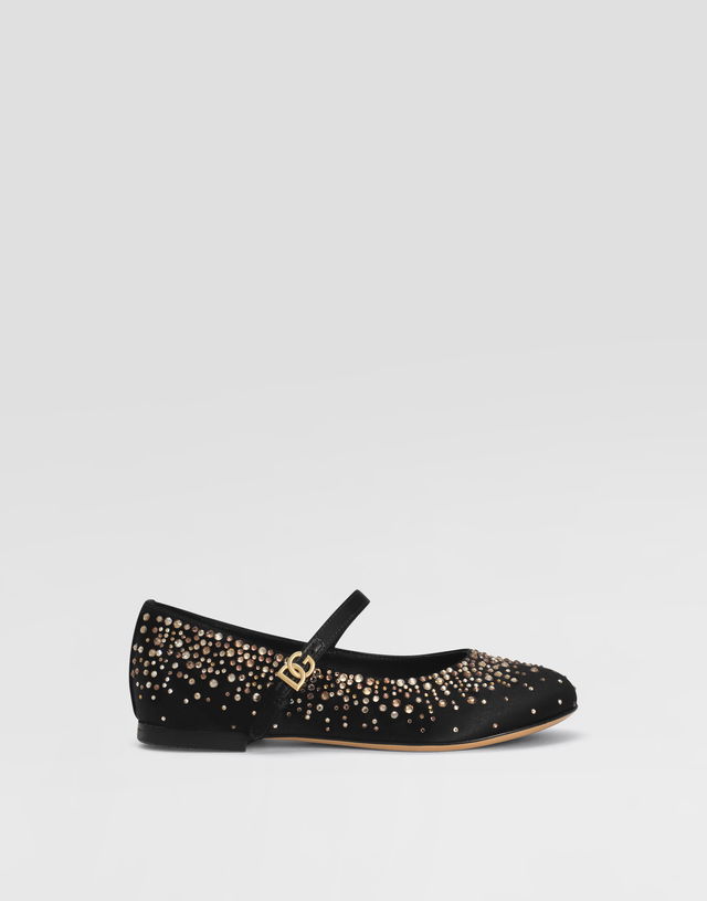 Dolce & Gabbana Satin Ballet Flats With Rhinestones
