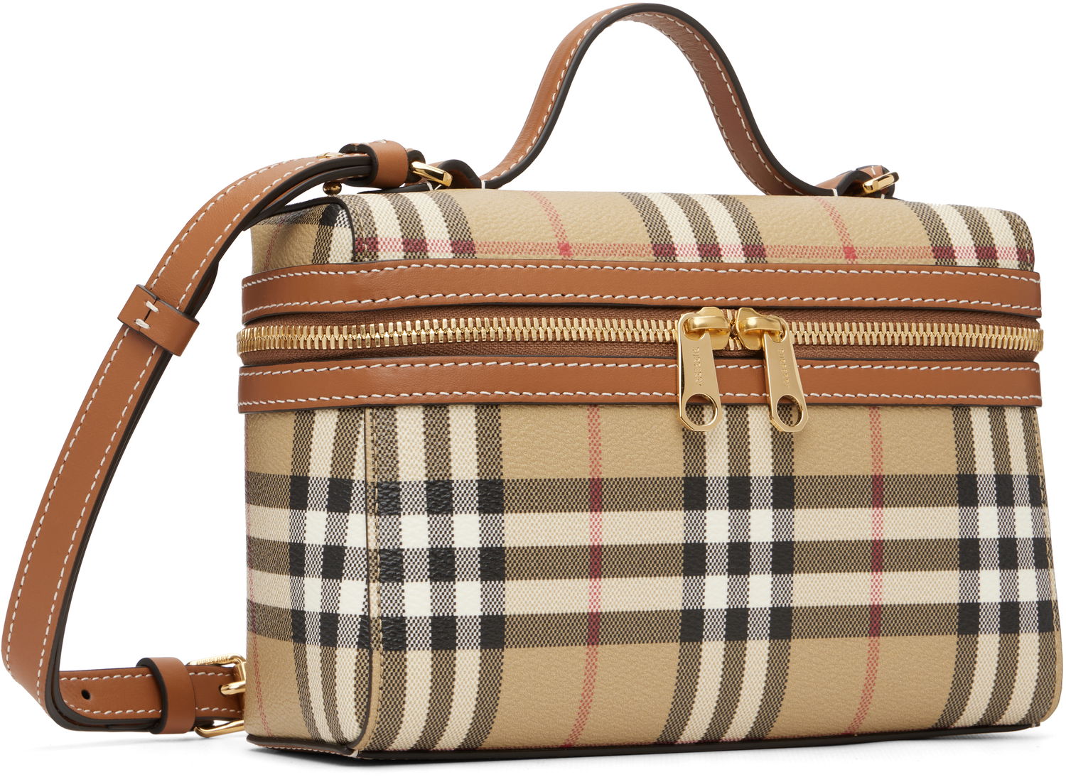 Дамска чанта Burberry Check Vanity Bag Бежово | 8120525, 1
