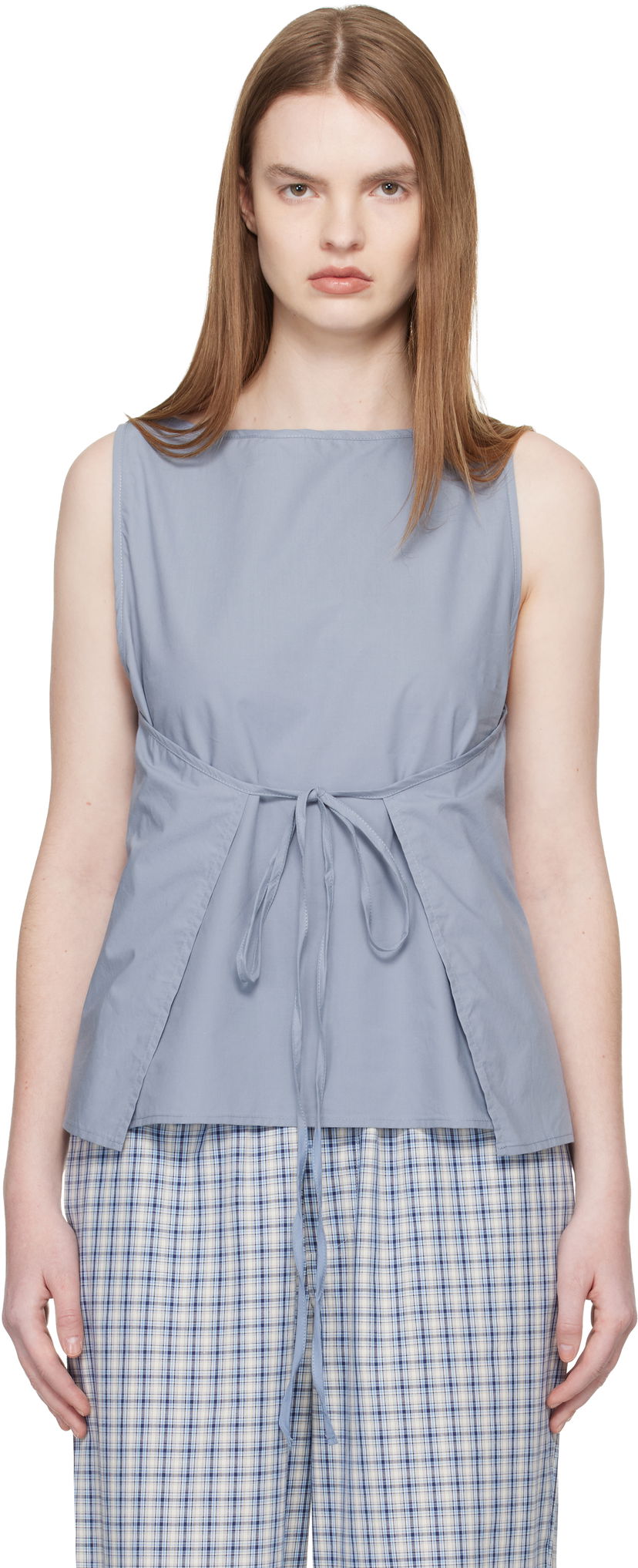 Потник Baserange Decti Square-Neck Drawstring Waist Tank Top Синьо | TSDC-PO-SP26