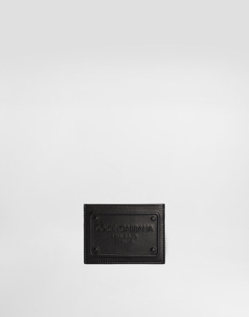 Портфейл Dolce & Gabbana Calfskin Card Holder With Raised Logo Черно | BP3239AG21880999