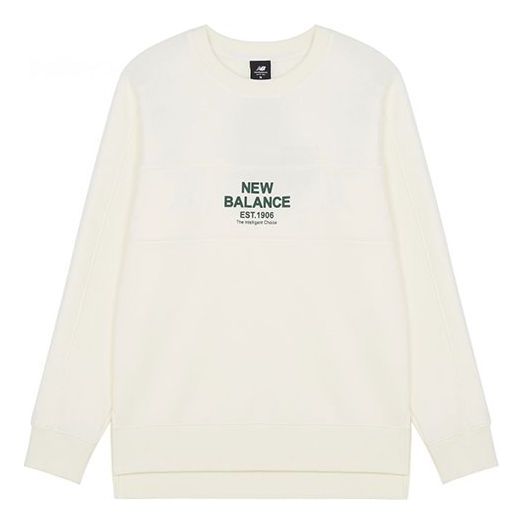Пуловер New Balance Logo Print Sweatshirt Бяло | AMT14319-NMC