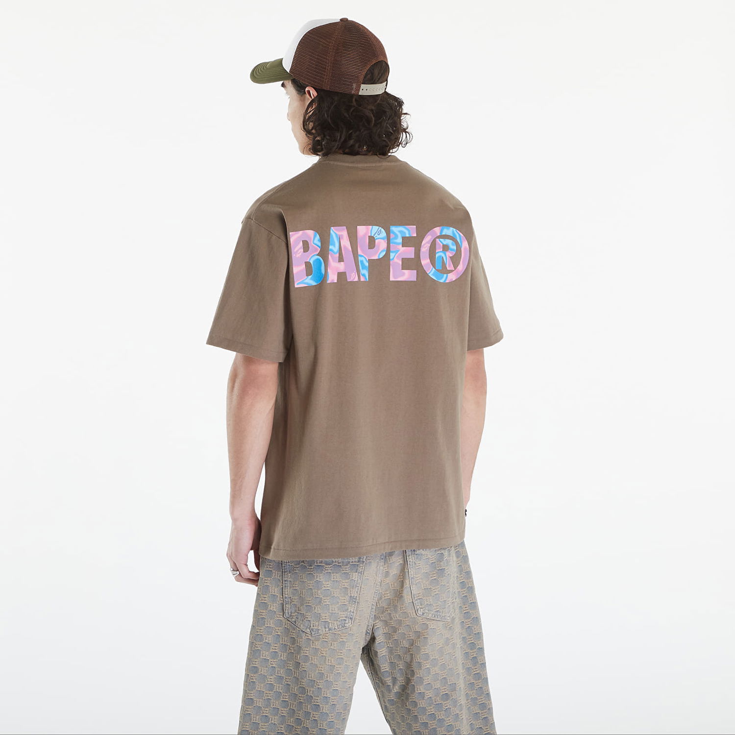Тениска BAPE A BATHING APE Liquid Camo Small Ape Face Tee Brown Кафяво | 001TEK301306M BRW, 1