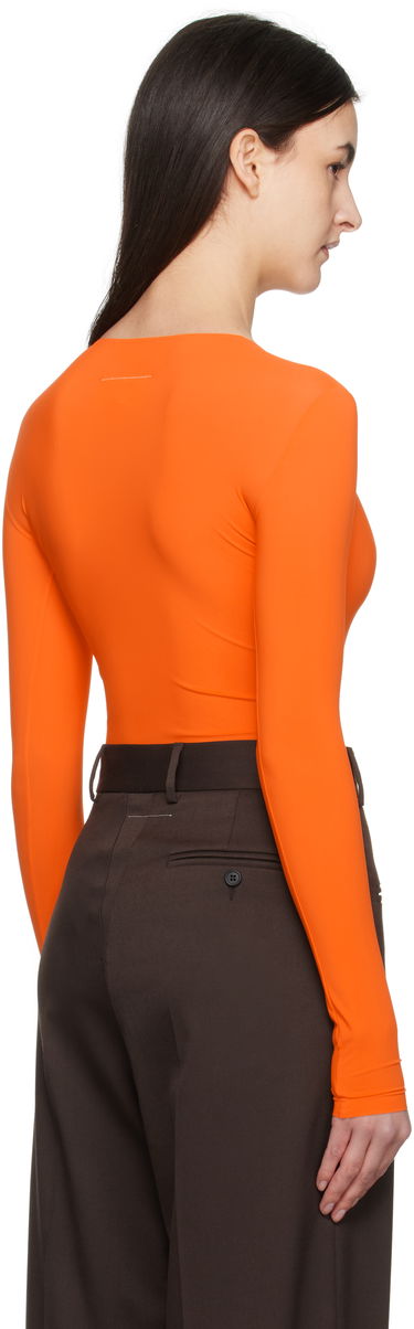 боди Maison Margiela MM6 Maison Margiela Jersey Long Sleeve Bodysuit Оранжево
 | S52NA0068 S20518, 2