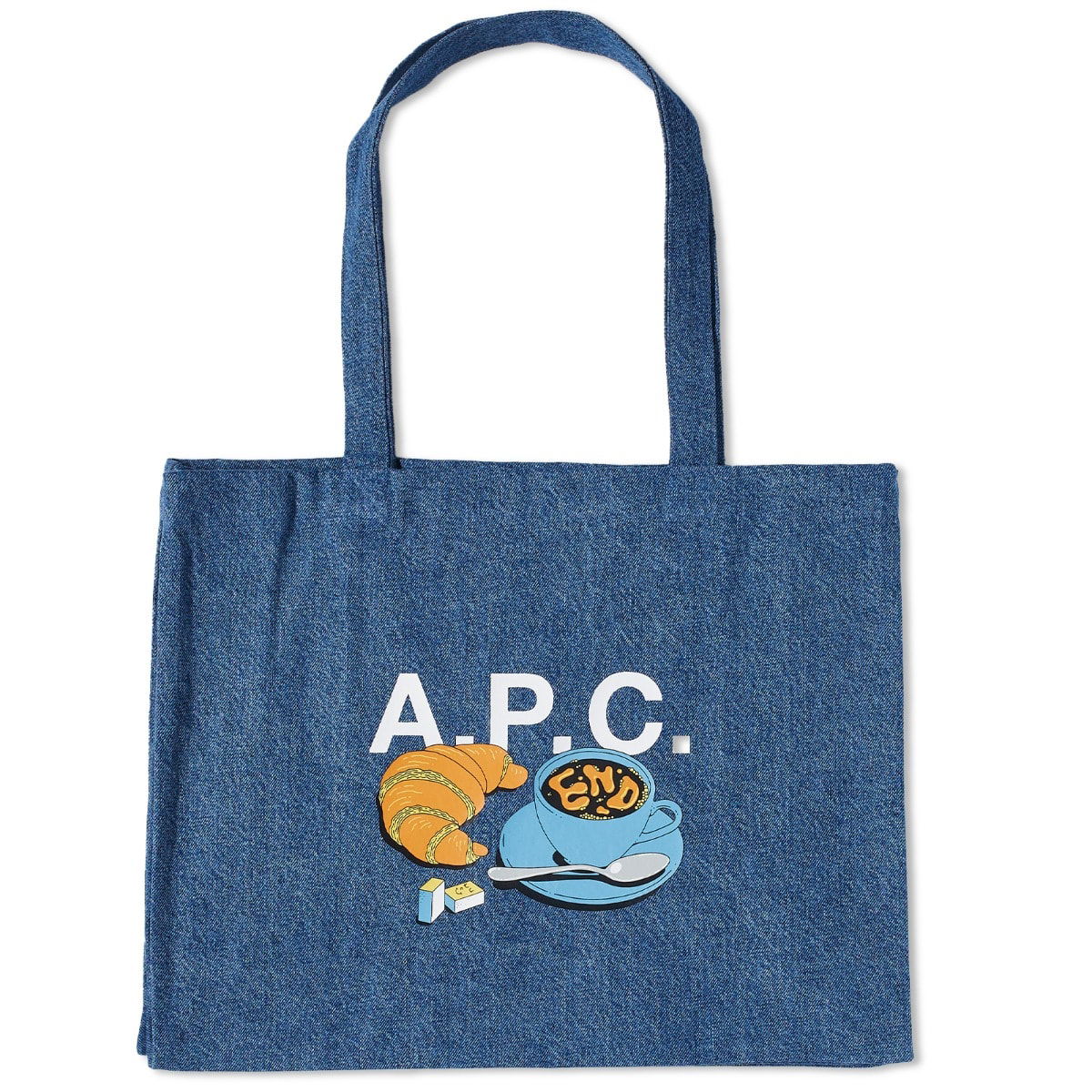 Голяма пазарска чанта A.P.C. END. x 'Coffee Club' Diane x Denim Shopping Tote Bag Синьо | COGUS-M61443-IAB, 0