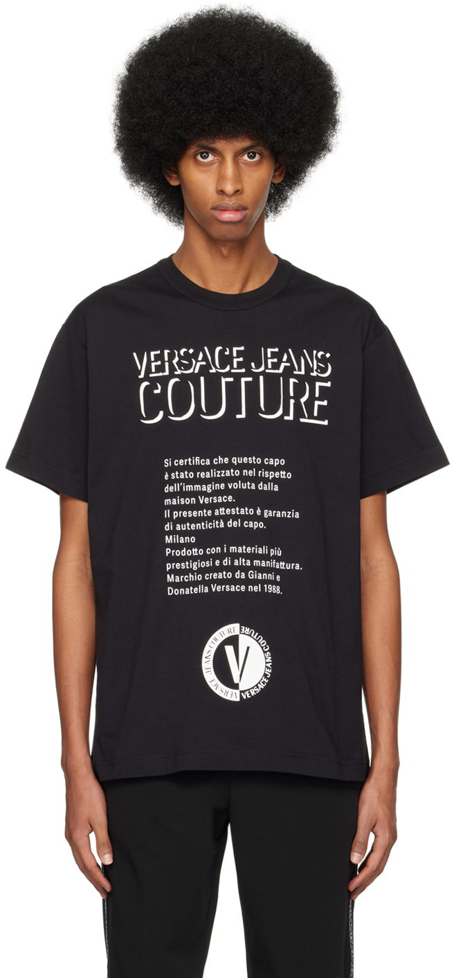 Тениска Versace Jeans Couture Warranty T-Shirt Черно | E74GAHY04 ECJ00Y