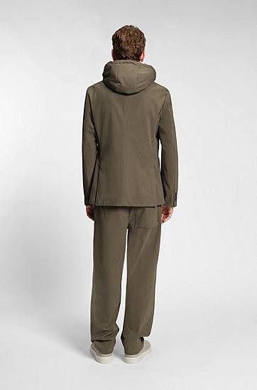 Яке BOSS Slim-fit jacket with integrated hoodie Зелено | 50549394, 1