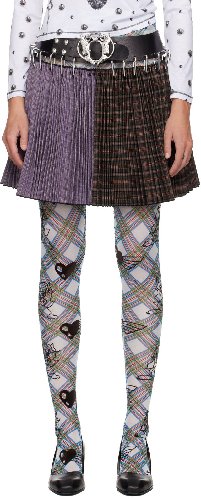 Chopova Lowena Pleated Paneled Carabiner Miniskirt