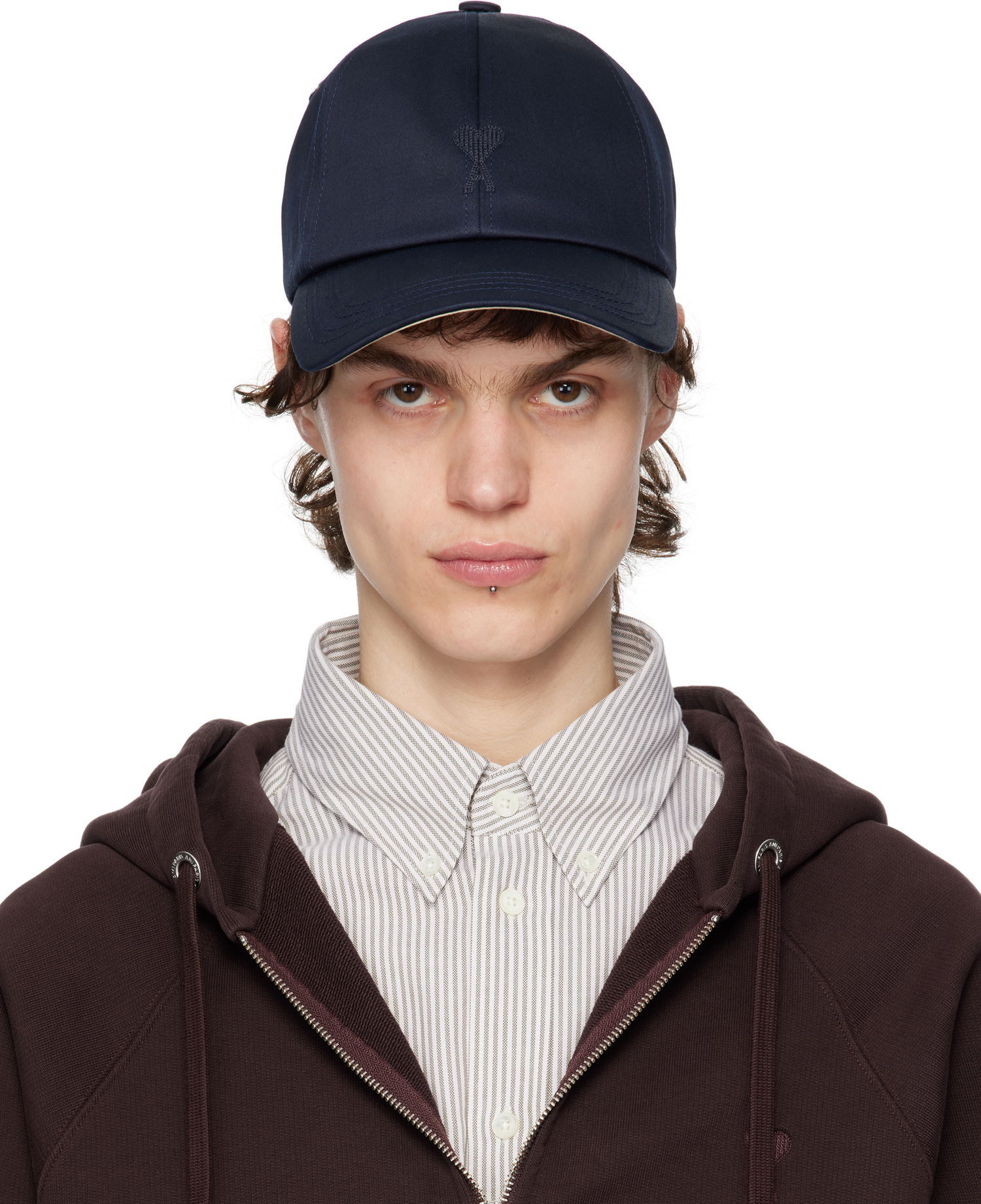 Шапка с козирка AMI AMI Paris Ami de Coeur Cotton Cap Тъмно синьо | UCP026.CO0103, 0