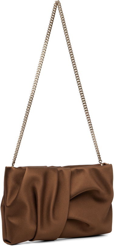 Дамска чанта Jimmy Choo Bonny Draped Satin Clutch Bag with Chain Strap Кафяво | BONNY CLUTCH, 2