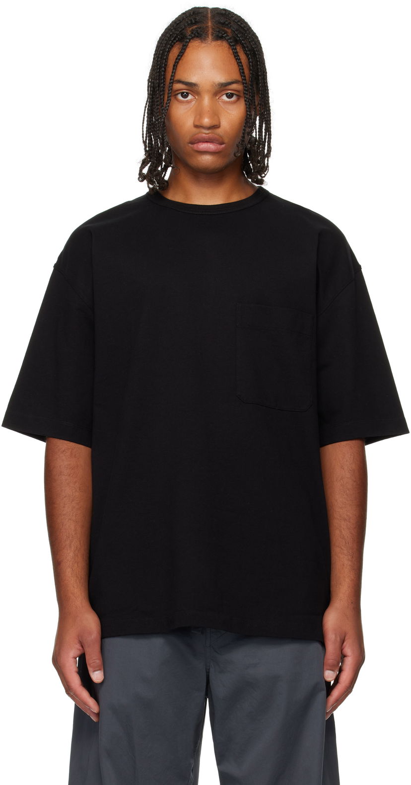Тениска LEMAIRE Boxy Short Sleeve T-shirt with Chest Pocket Черно | TO1382 LJ1022
