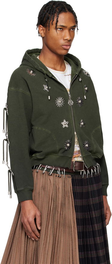 Суитчър Chopova Lowena Chopova Lowena Dallas Embellished Cropped Hoodie Зелено | 5238, 4