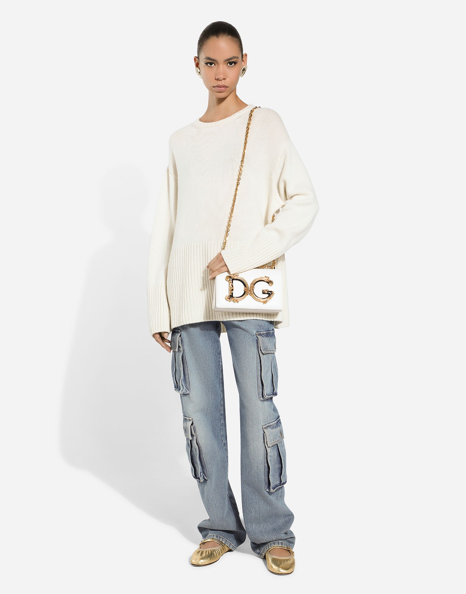 Дамска чанта Dolce & Gabbana Dolce & Gabbana Nappa Leather DG Girls Shoulder Bag Бяло | BB6498AZ80180001, 1