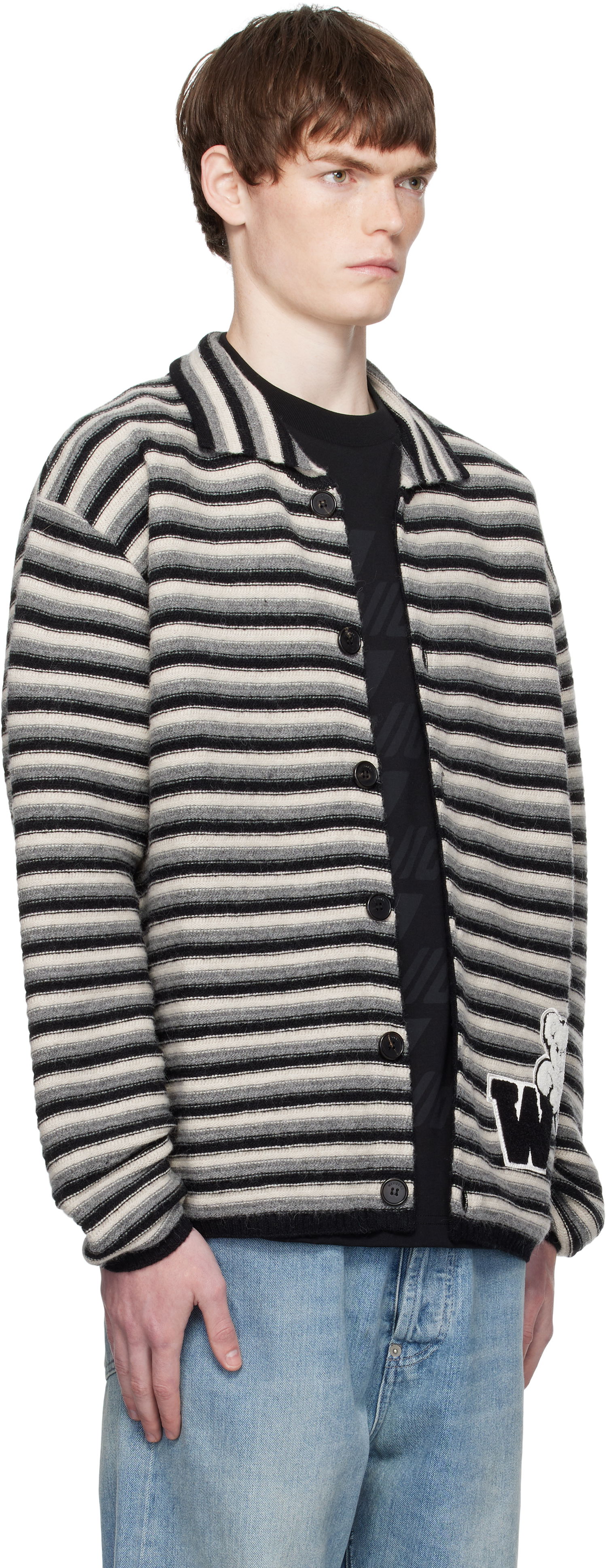 Пуловер We11done We11done Stripe Embroidered Cardigan Многоцветен | WD-KC2-25-620-U-BK, 1