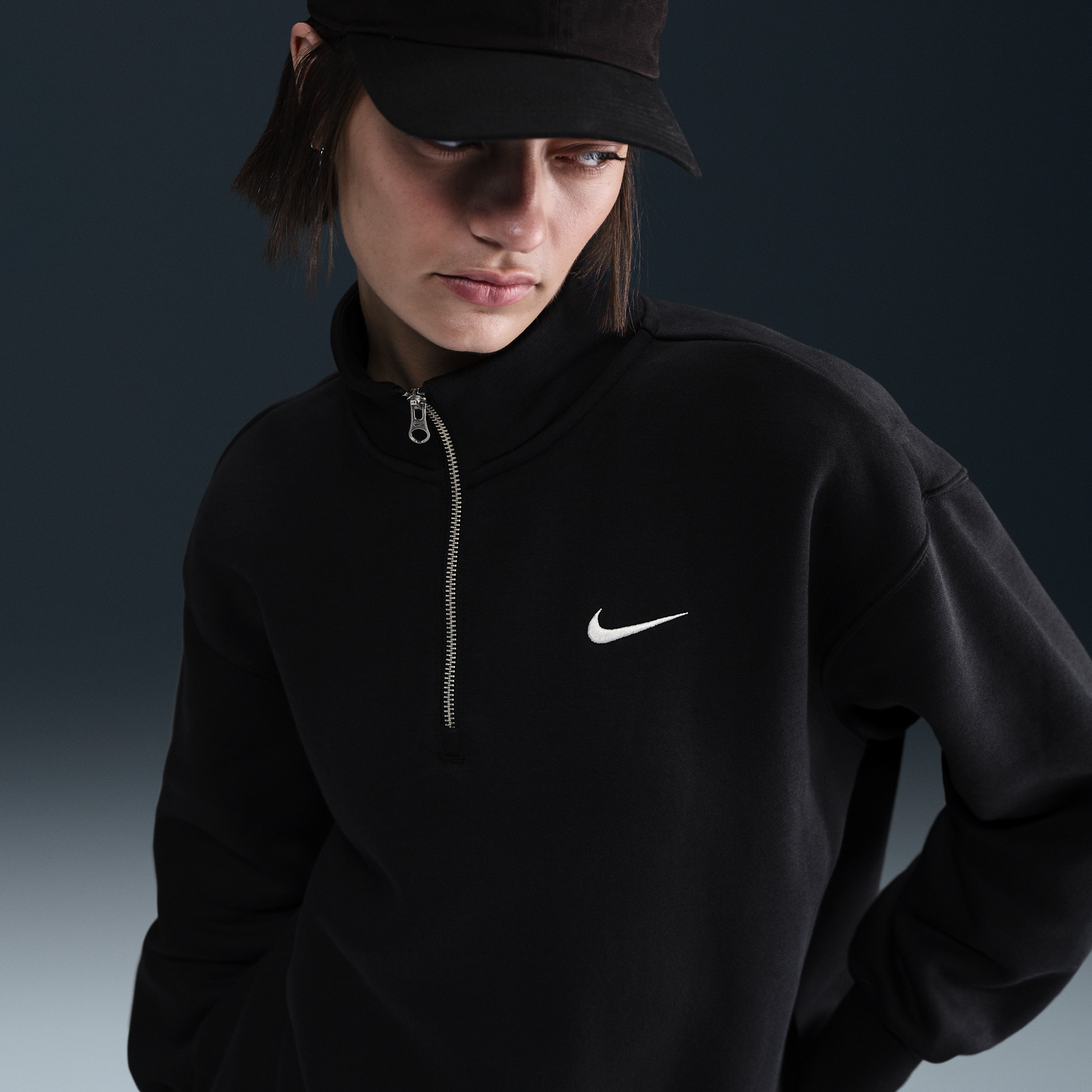 Суитчър Nike Sportswear Phoenix Fleece Quarter-Zip Sweatshirt Черно | HJ0931-010, 0