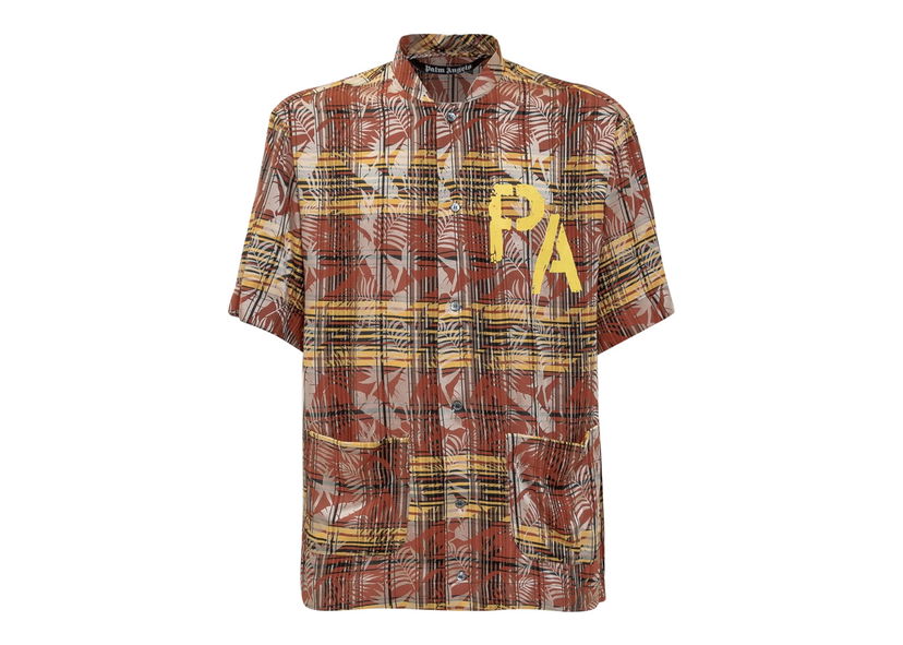 Риза Palm Angels PA Logo Plaid Bowling Shirt Бургунди | PMGA093S21FAB0012818