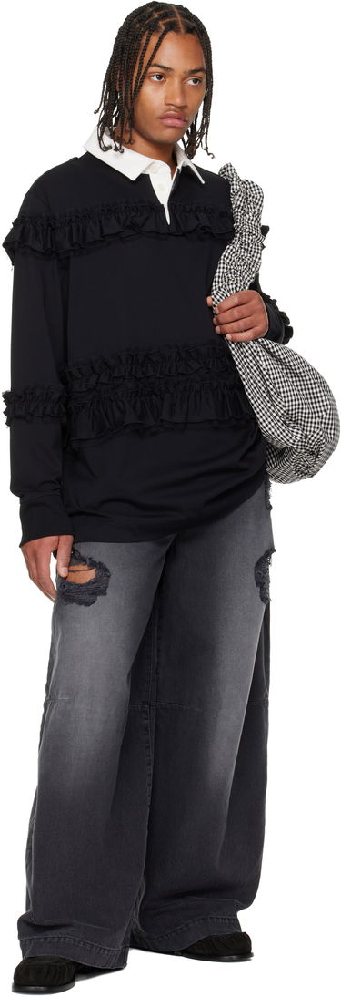 Поло тениска Simone Rocha Simone Rocha Ruffle Rugby Polo Черно | 5360 1282, 3