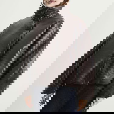 Пухо яке Anine Bing Cyrus Faux Leather High-Neck Puffer Jacket Кафяво | A-01-11561-BWN43, 5