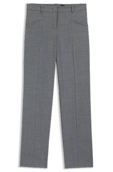 Панталони BOSS Relaxed-Fit Virgin Wool Trousers Сиво | 50542004