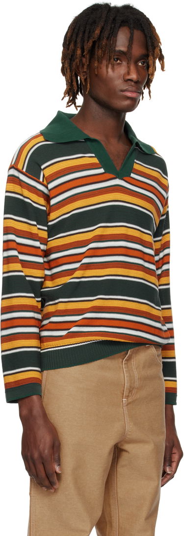 Пуловер Bode Bode Parakeet Stripe Long Sleeve Polo Многоцветен | MRS25KT022, 1