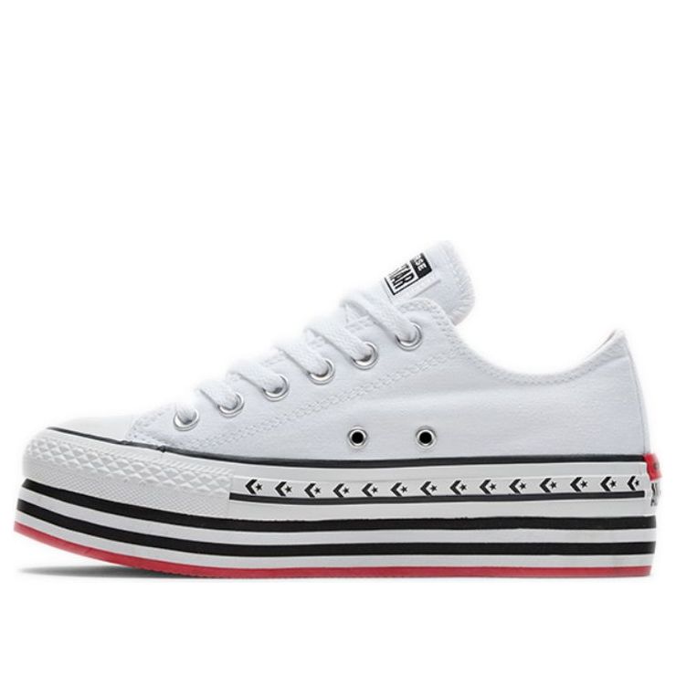 Кецове и обувки Converse Chuck Taylor All Star Platform Layer Low Logo Play Бяло | 566762C