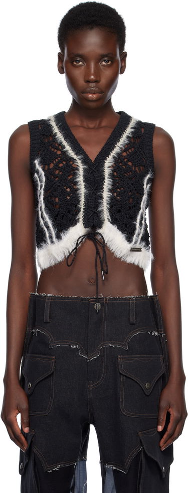 Пуловер Andersson Bell Andersson Bell Western Lace-Up Knit Vest Черно | atb1318w, 0