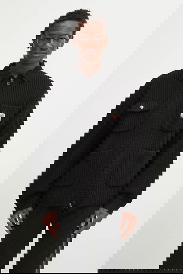 Яке Carhartt WIP Ribbed Knit Chore Jacket with Full Zip and Patch Pockets Черно | I035399.89XX, 0